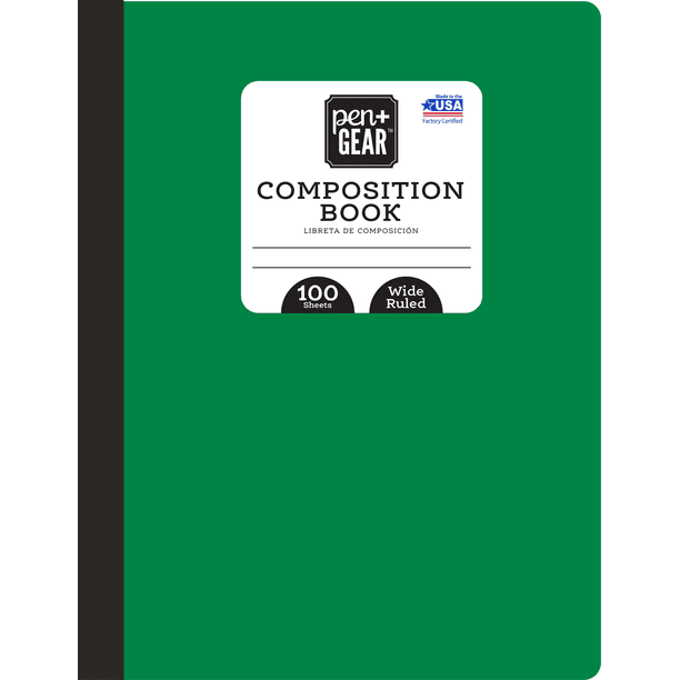 Pen + Gear Composition Book, Wide Ruled, 100 Pages, 9.75" x 7.5", Green