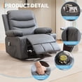 thumbnail image 6 of Swivel Rocker Recliner Chair with Massage and Heat, Oversized Glider Recliner Nursery Chair,Single Sofa Seat, 6 of 7