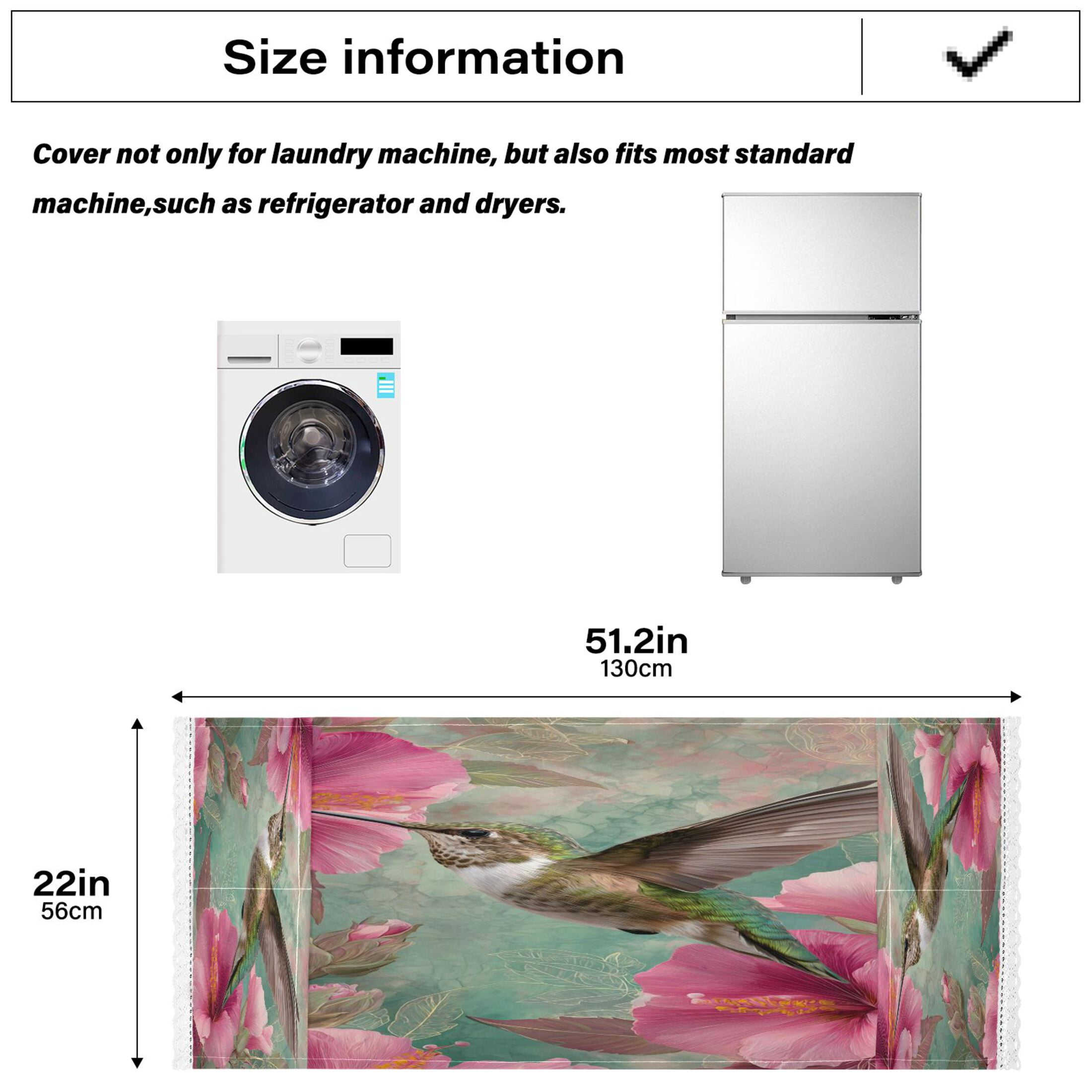 Wobogo Emerald Green Hummingbird Washing Machine Cover Dustproof Washer Dryer Cover Waterproof Laundry Room Decorative Protector