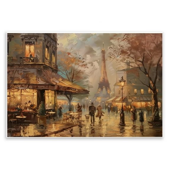 Stupell Industries Parisian Fall Townscape Scenic & Cityscapes Painting Unframed Art Print Wall Art, 15 x 10