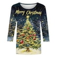 thumbnail image 5 of Womens Christmas Shirts Funny Holiday Christmas Tree Print 3/4 Sleeve Round Neck Tees Fall Tops Fall Clothes My Items, 5 of 5