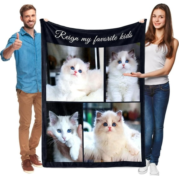Personalised Blanket, Customised Photo Blankets, Personalised Flannel Blankets, Upload Photo as a Gift for Your Family Friend, Suitable for All Kinds of Anniversaries, 1 Photo