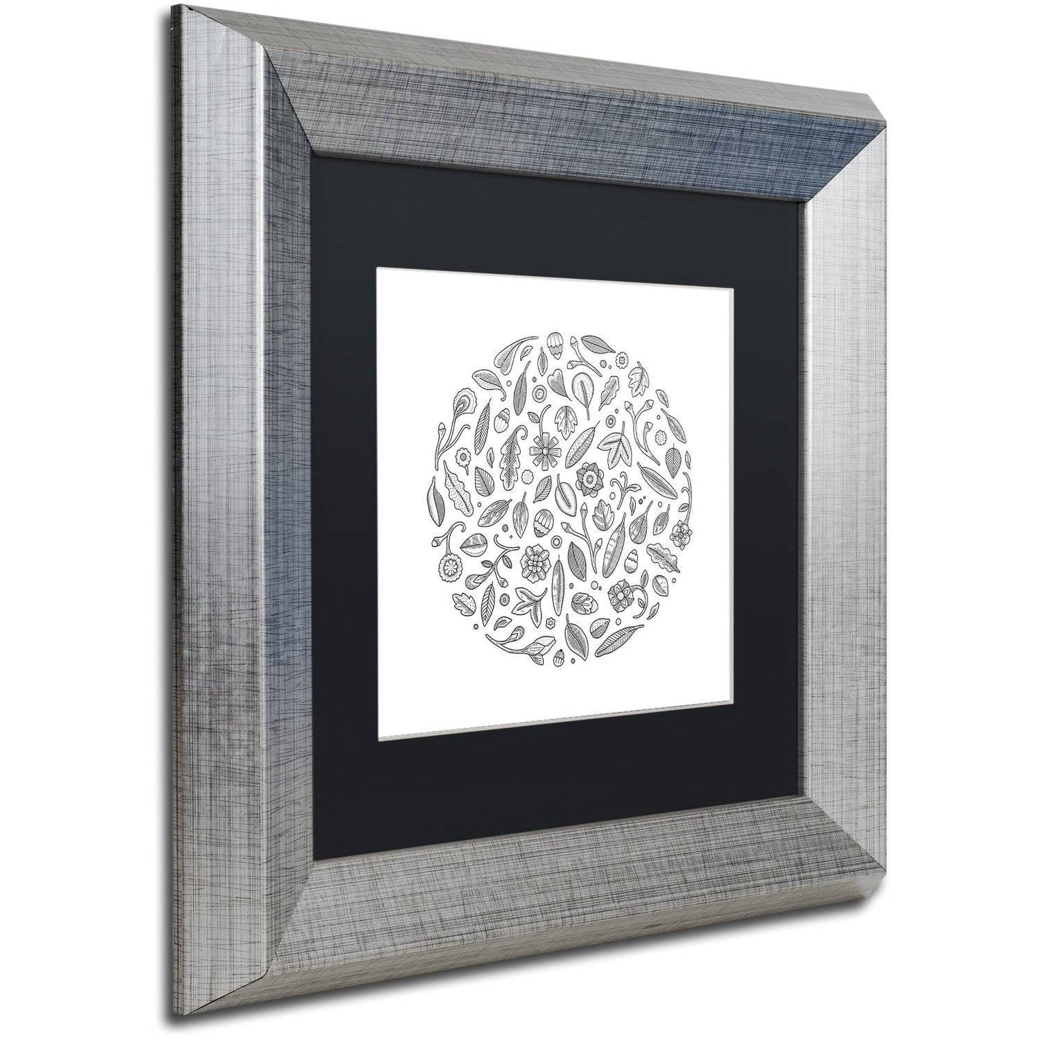 Trademark Fine Art "Leaf Circle" Canvas Art by Filippo Cardu, Black Matte, Silver Frame
