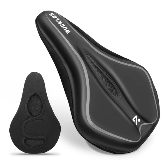 BUCKLOS SC500 Comfortable Bike Seat Cushion for Men Women Wide Bicycle Saddle Soft Memory Foam Padded Replacement Seats Fit for Peloton, Exercise Bikes, Cruiser, Ebike
