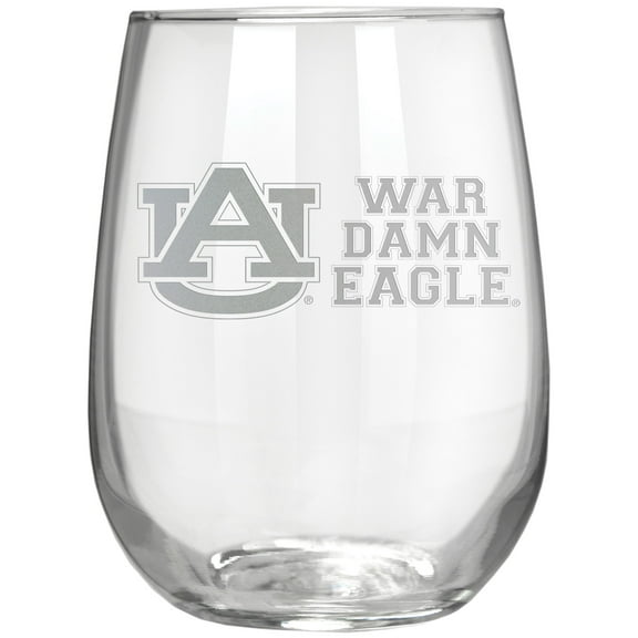 Auburn Tigers Etched 17oz. Rally Cry Stemless Wine Glass