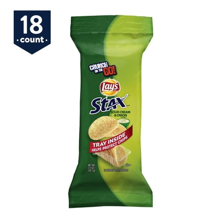 Lay's Stax Potato Crisps, Sour Cream & Onion, 2 oz Bags, 18