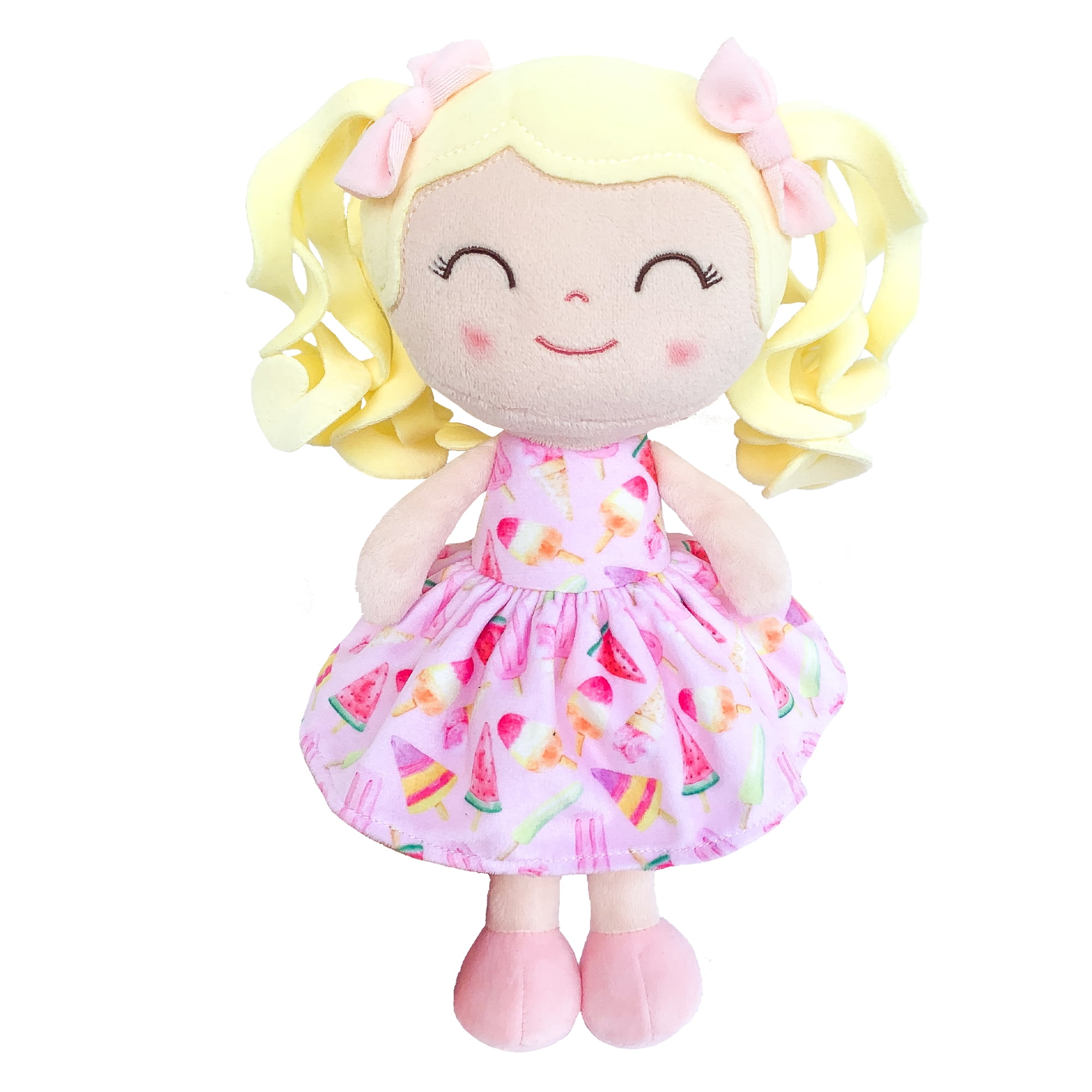 Gloveleya Baby Toy Plush Figure Curly Hair Dolls Soft Toys Pink Ice