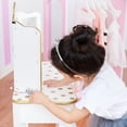 thumbnail image 5 of Teamson Kids Fashion Polka Dot Prints Gisele Play Vanity Set LED Mirror Light for Ages 3+ White Gold, 5 of 16