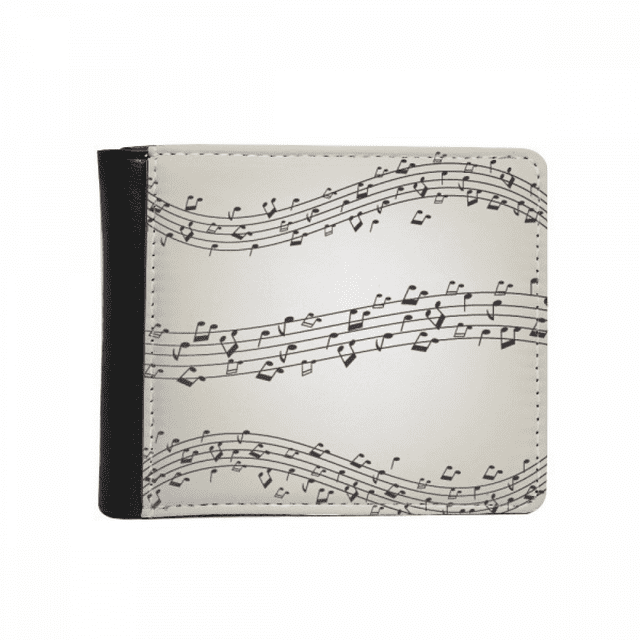 Élégant Noir Musique 5-le Personnel Porte-Monnaie Flip Fold Simili Cuir Multifonction