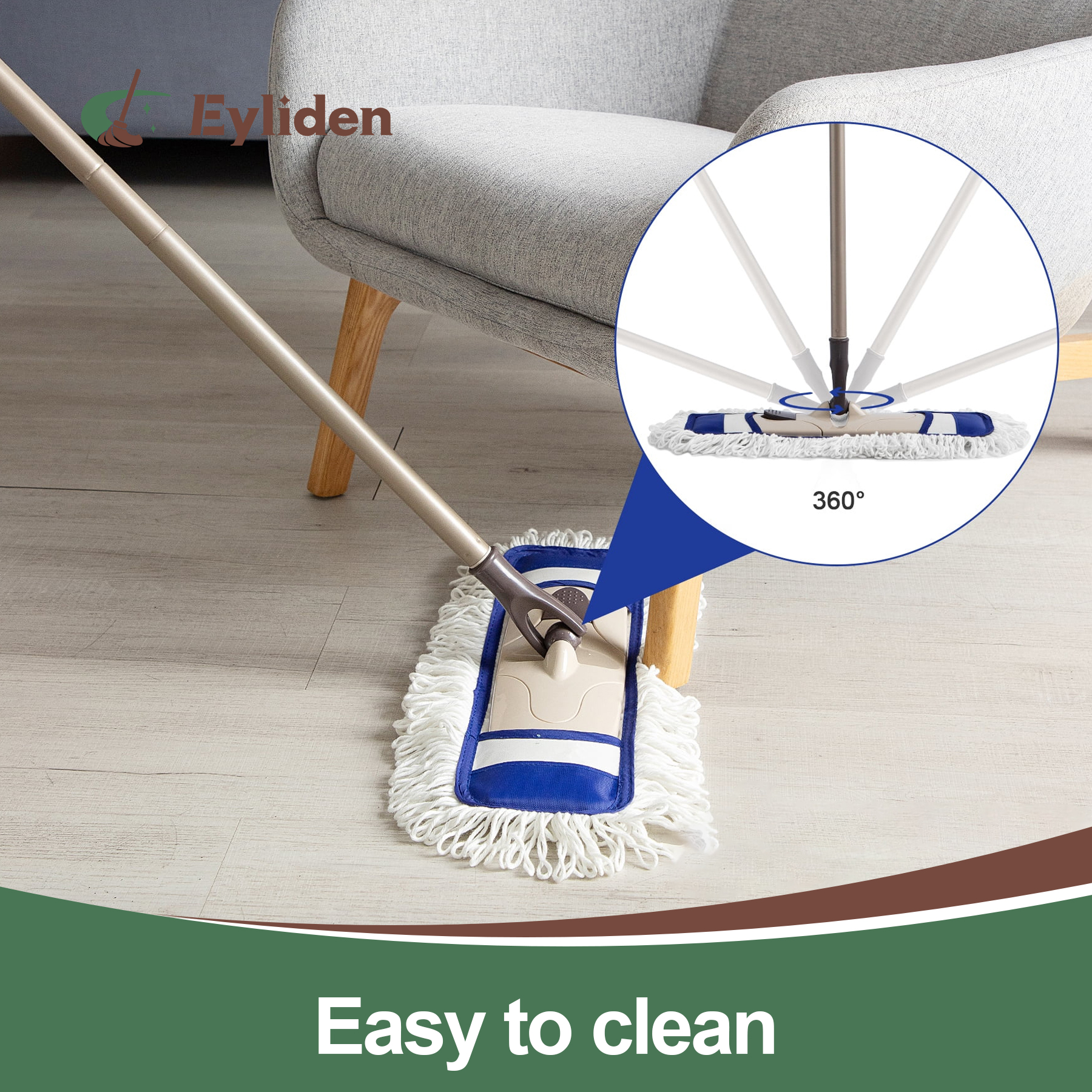 Eyliden Microfiber Dust Mop with 2 Washable Pads photo 5