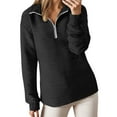 thumbnail image 2 of Quarter Zip Pullover Women 2025 Fall Winter Long Sleeve Jacquard Collared Plain Sweatshirt Pullover Tops, 2 of 7