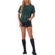 thumbnail image 2 of INSPIRE CHIC Blusa de Fiesta para Mujeres con Manga Corta Transparente y Estrellas Metálicas Brillantes en Verde Oscuro, 2 of 4