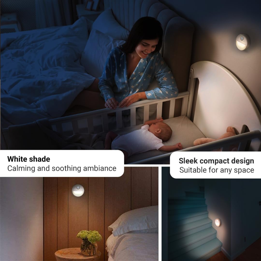 Cool White LED Night Light, Indoor Motion Sensor Light, Wireless Adhesive LED Light, Battery Operated, For LED Kitchen, Cabinets, Bathrooms, LED Staircase Motion Sensor Light