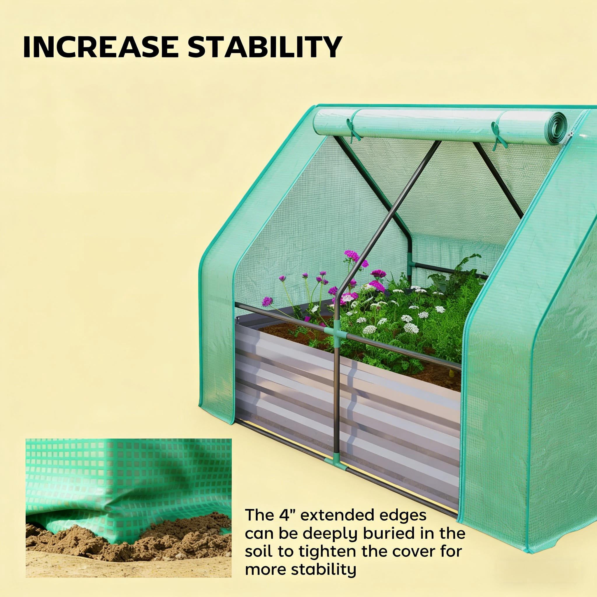 Raised Garden Bed, 2-in-1 Mini Raised Planter Greenhouse
