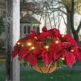 thumbnail image 2 of Christmas Poinsettia basket decoration Hanging Artificial Flowers Basket, Hanging Plant, Flowers, Faux Flower Arrangement for Ou, 2 of 6