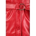 thumbnail image 4 of Women's Long Sleeve Button Front Waist Belted Faux Leather Coat Jacket, 4 of 4
