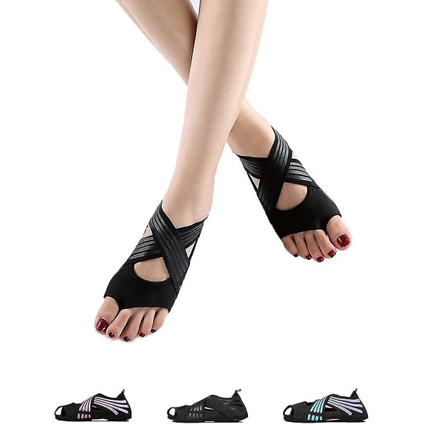 8*9.5 Calcetines de yoga antideslizantes con agarre, pilates antideslizantes sin dedos, barra, ballet, calcetines de entrenamiento Bikram zapatos con agarres