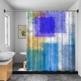thumbnail image 3 of Blue Purple Modern Abstract Shower Curtain Oil Painting Splicing Multi-Color Design Bath Curtain Aesthetic Block Art Painting Graffiti Shower Curtains Rustic Bathroom Decor 72 x 72 Inches, 3 of 5