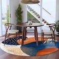 thumbnail image 4 of Navy Blue Burnt Orange Large Area Rugs for Bedroom Living Room, Soft Non Slip Carpet Bedside Rug, Abstract Modern Geometric Round Floor Cover Kitchen Accent Rug 7' for Dining Room/Office, 4 of 9