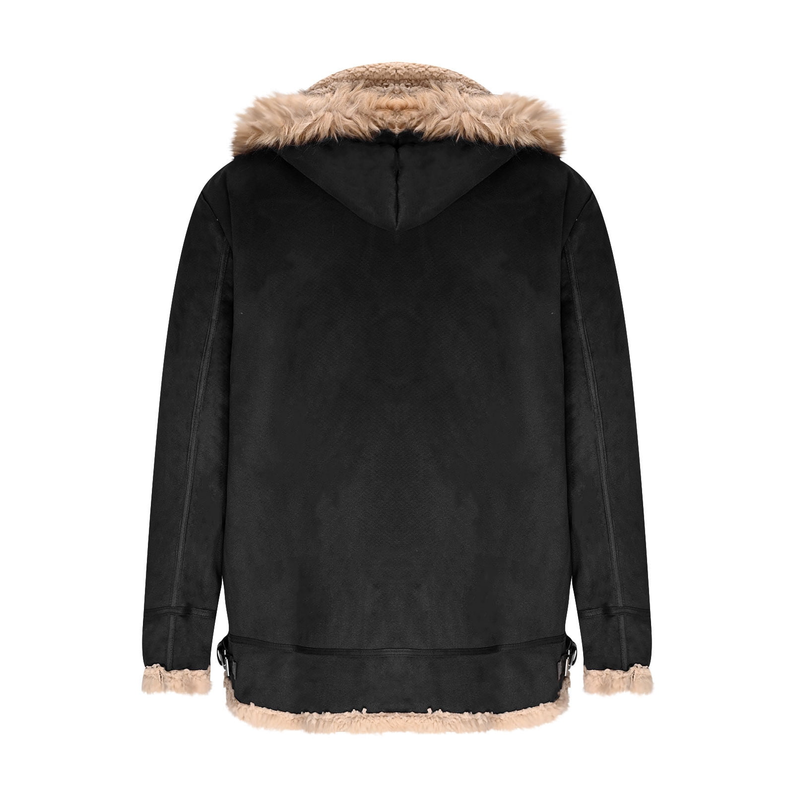 UQJfacai Mens Faux Suede Leather Jacket Sherpa Lined Collared Trucker Cargo Coat Winter Warm Thick Casual Outerwear with Pockets