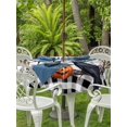 thumbnail image 2 of Outdoor Tablecloth with Umbrella Hole and Zipper, Halloween Round Table Cloth 54 Inch Waterproof Tablecloth, Horror Pumpkin Crow Skull Black White Checkered Picnic Table Cover for Patio Camping, 2 of 7