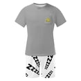 thumbnail image 6 of SYMOID Mens Cotton Polyester Short Sleeve Short Leg Matching Pajama Sets with Letter Print for Spring/Summer Casual Wear,Gray,Size L, 6 of 6