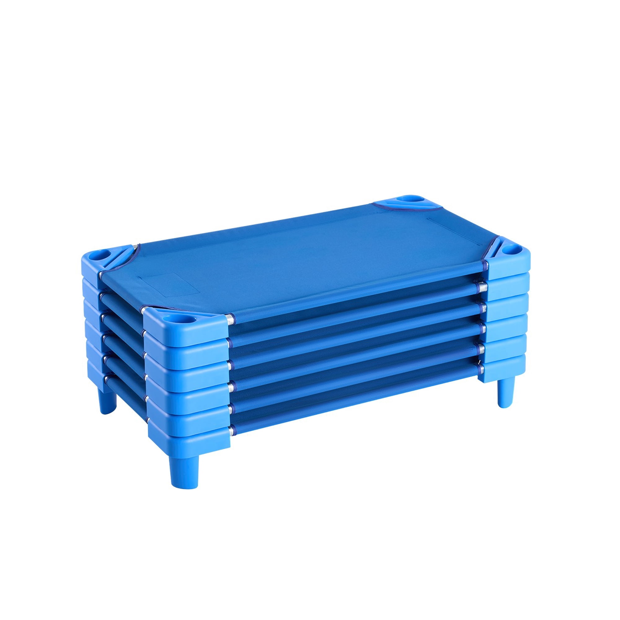 Pack of 6 Blue Stackable Daycare Kiddie Cots 42" x 23" for Kids
