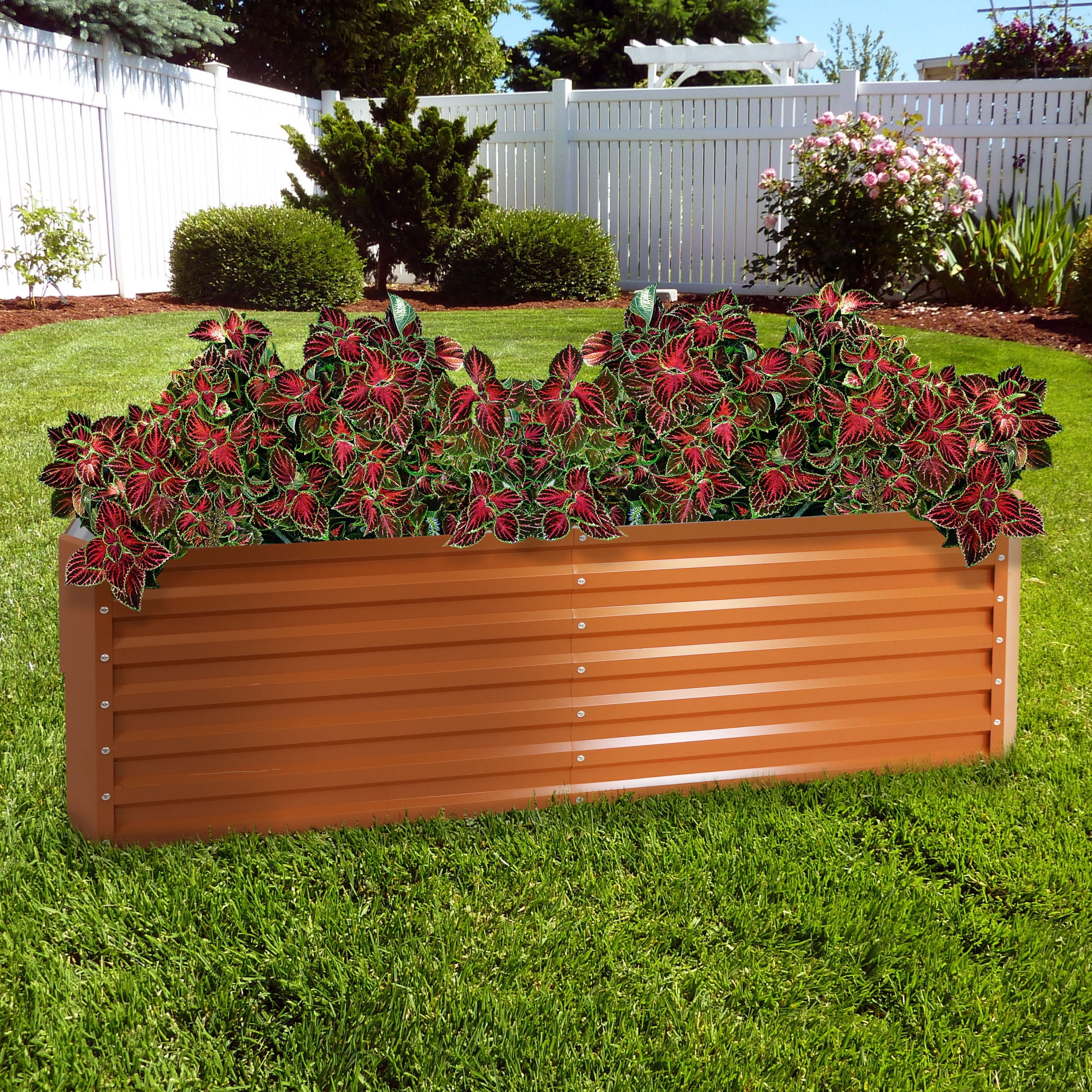 Sunnydaze 71" x 35.5" x 23.5" Rectangular Brown Galvalume Steel Raised Garden Bed