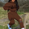 thumbnail image 2 of Gibobby Conjunto de sudadera y pantalones Trajes de jogging para mujer Conjunto de chándal de dos piezas con capucha y pantalones largos(Marrón,XL), 2 of 5