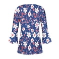thumbnail image 4 of Aloohaidyvio 3/4 Sleeve Shirts for Women,Womens V Neck Boho 3/4 Sleeve Tops Basic Button Floral Ruffle Sleeve T-Shirts Loose Cute Tunic Tee Blouses Fit Pullover, 4 of 5