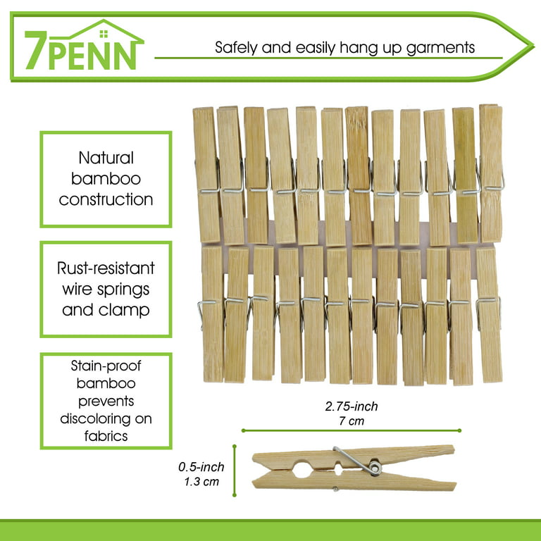 7cm standard pegs with wire spring - Natural wood