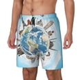 thumbnail image 2 of Uemuo World Travel Pattern Mens Swim Trunks Quick Dry Board Shorts with Mesh Lining, Stretch Beach Shorts Quick Dry No-Chafing Board Shorts-XX-Large, 2 of 9