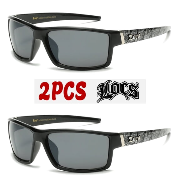 2 Set Locs Hardcore Fashion Black Lowrider Design Shades Sunglasses 91172 BK BDNA