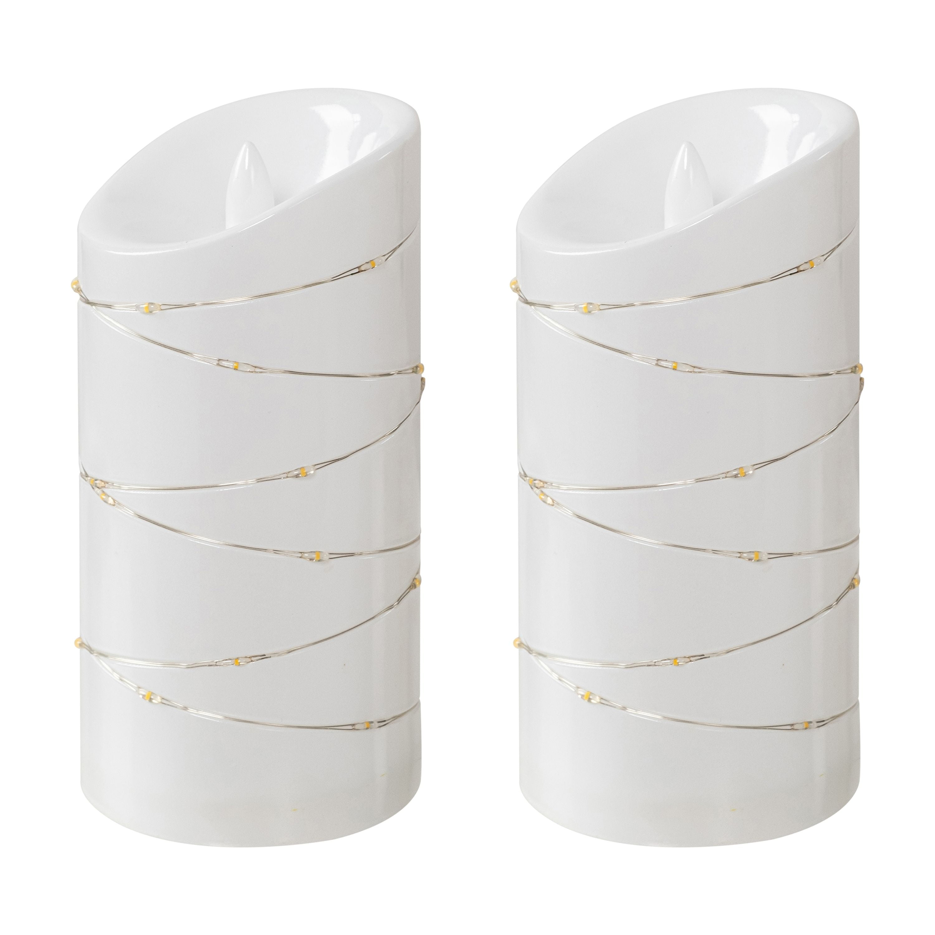 Better Homes & Gardens 2PK Flameless LED Pillar White Candles, 3"Dia. x 6"H, 0.34 lb Weight each