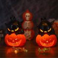 thumbnail image 2 of Halloween Pumpkin Lantern Electronic Candle Decoration, Flameless LED Tealight Prop with Warm Flickering Glow for Tabletop Mantel Shelf Party Scene Setting Fall Accent Ornament for Safe Home Styling, 2 of 6