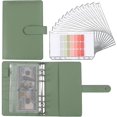 thumbnail image 1 of A6 Budget Binder With Cash Envelopes, Pu Leather Notebook Binder - Green, 1 of 5