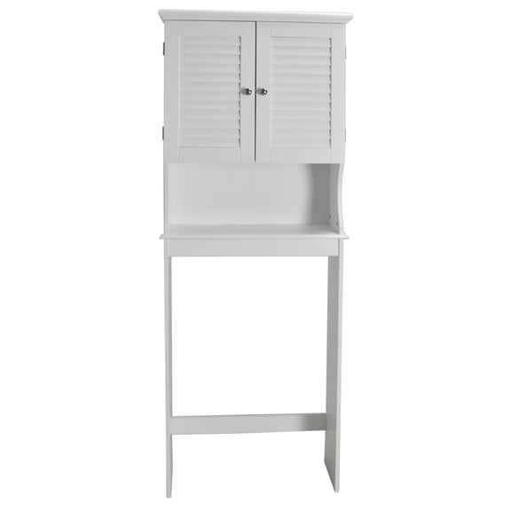 Louvered Over-The-Toilet Space Saver Cabinet, Adjustable Shelf, White