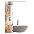 thumbnail image 2 of MYPOP Farm House Decor Shower Curtain, Maple Tree with Orange Leaves on the Yard of Cozy Blue Wooden House Art Fabric Bathroom Shower Curtain Set with Hooks, 48 X 72 Inches, 2 of 2