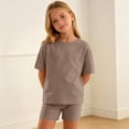 thumbnail image 6 of Yongwang Girls 2 Piece Outfit Short Sleeve T-Shirt and Shorts Set Soft Comfortable Summer Kids Outfit, 6 of 8