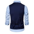 thumbnail image 4 of Chaqueta de Traje de Ocio de Bolsillo sin Cuello en V de Color Sólido sin Mangas, Trajes de Hombre de Ajuste Delgado para el Uso Formal Informal, 4 of 8