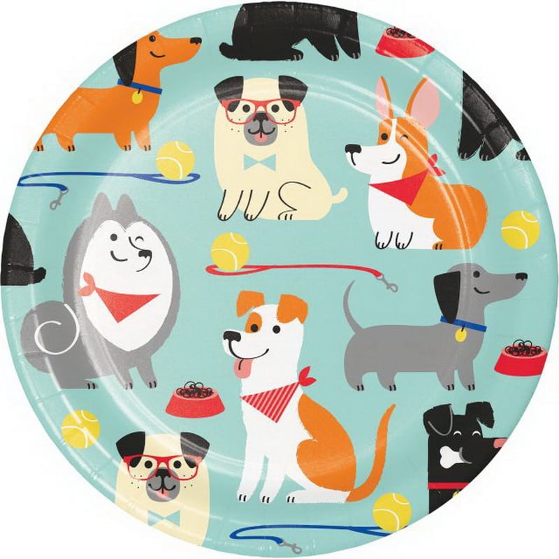 Dog Party Dessert Plates Party Supplies 7 Plates 1 pack of 8"