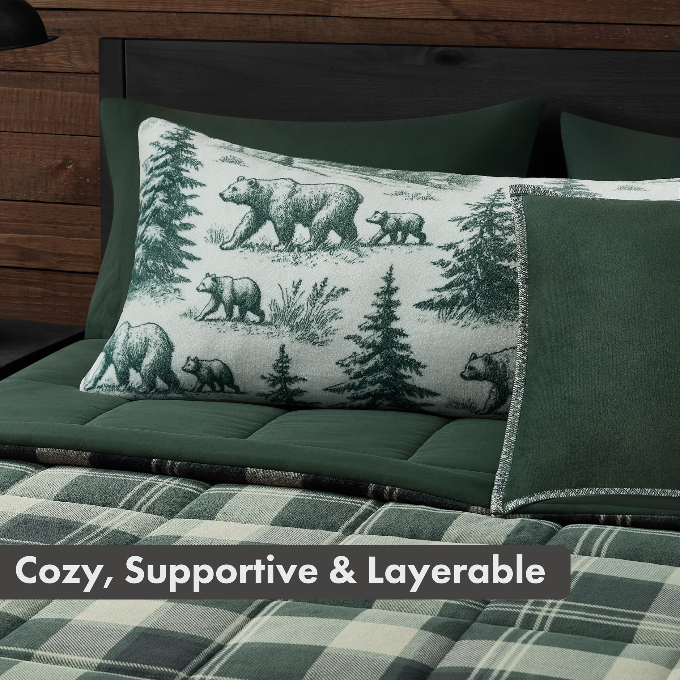 Pawz Pine Green Tree Soft Fleece 20"x54" Body Pillow, for Adults and Teens