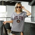 thumbnail image 7 of Women's Gameday Couture  Gray Atlanta United FC Relaxed Iconic Edge Rhinestone V-Neck T-Shirt, 7 of 7