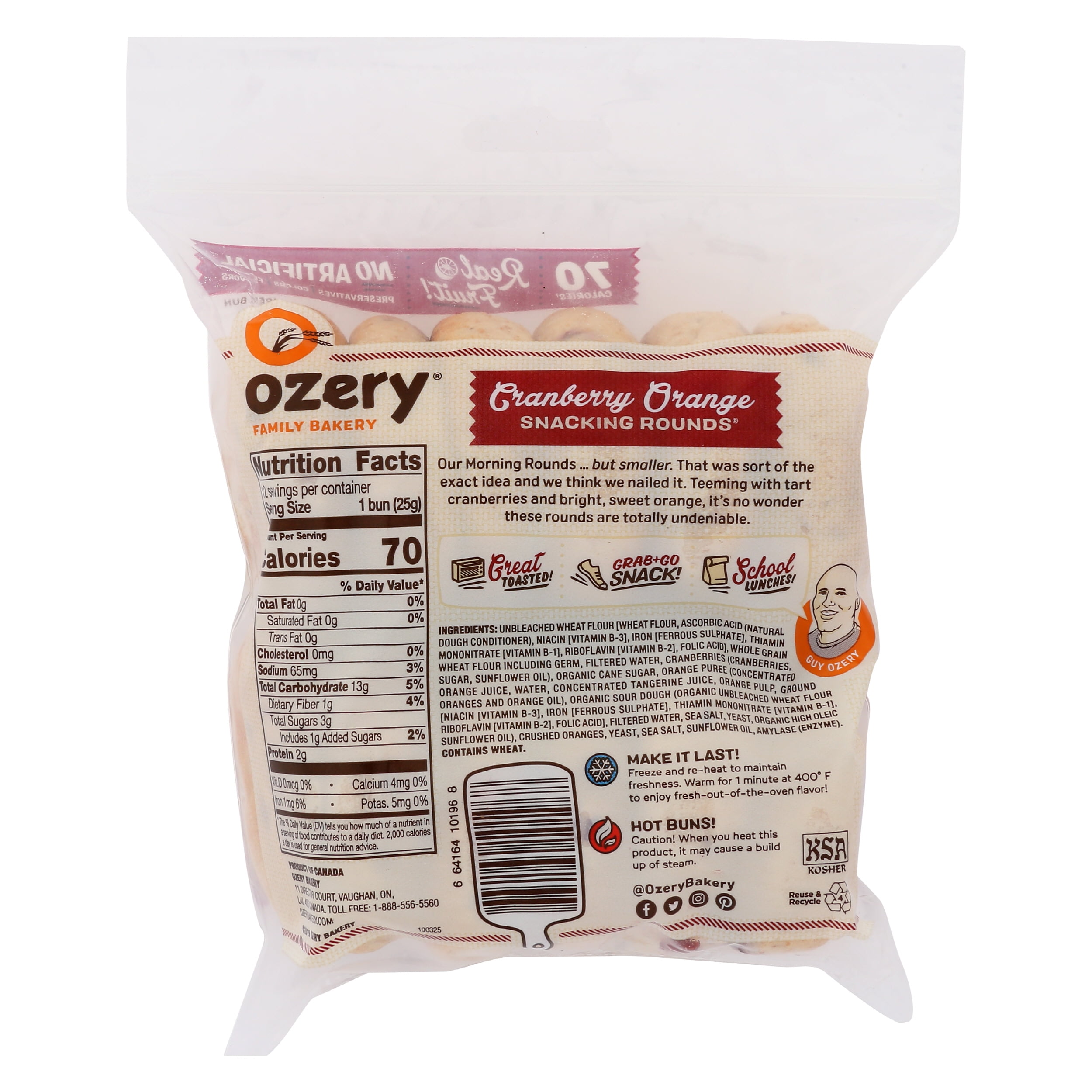 (Pack of 6) Ozery Snacking Rounds, Cranberry Orange, 10.6oz