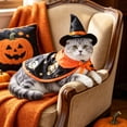 thumbnail image 3 of YYDENG Halloween Pet Witch Set, Pumpkin Star Print Cape with Witch Hat, Adjustable Bowâtie Cosplay Outfit for Cats Small Medium Dogs Holiday Party Dressâup, 3 of 5