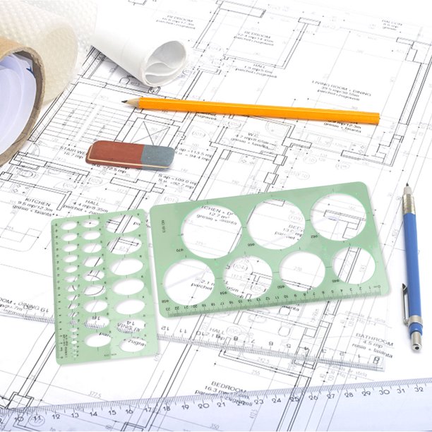 SWETRACE 4Ud Kit De Y Plantillas Geométricas De Plástico Verde Claro Para Uso En Dibujo Y