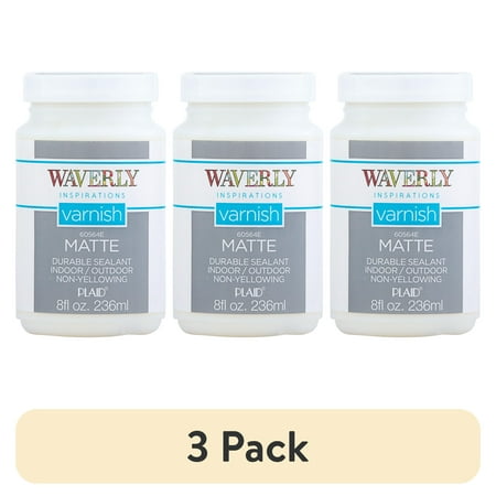 (3 pack) Waverly Inspirations Matte Chalk Paint Varnish, Clear, 8 fl oz