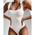 thumbnail image 4 of Traje de baño de una pieza Sin mangas Diseño de correa para el hombro Elástico Cómodo Traje de baño de una pieza Traje de baño para mujer Blanco M, 4 of 8