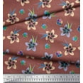 thumbnail image 2 of Soimoi Brown polyester Crepe Fabric Leaves & Flower Floral Printed Fabric 1 Yard 52 Inch Wide, 2 of 3