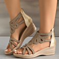 thumbnail image 5 of Wovix Women's Sandals Slide Wedge Sandal Open Toe High Heel Zipper Back Platform Trendy Shoes Casual Daily Wear, 5 of 9